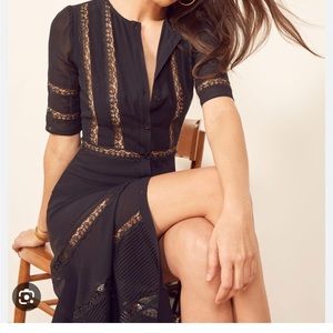 Reformation Black Lace Surrey Dress